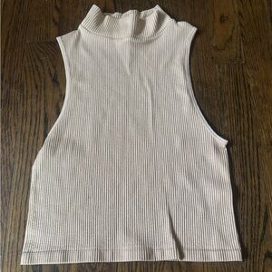 Zara Sleeveless Ribbed Cream Top Stretchy Material